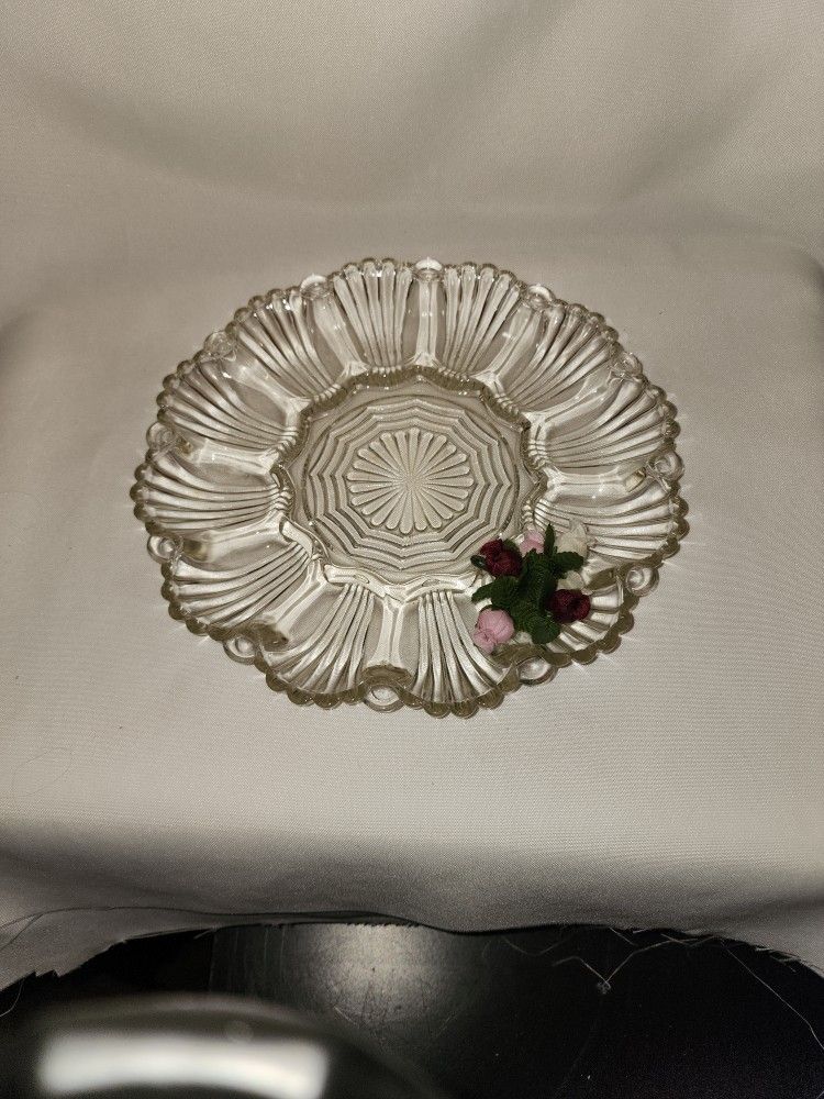 Vintage Depression Glass Egg Plate