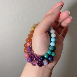 🌈 Natural Rainbow Crystal Bracelet Set ✨