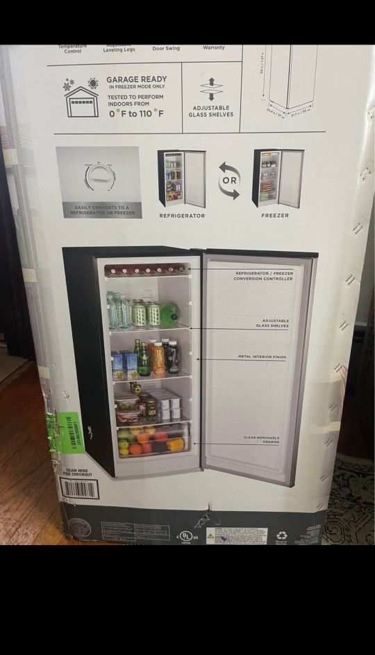 Vissani 7.1 cu. ft. Manual Defrost Convertible Upright Freezer in Stainless Steel Look