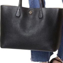 TORY BURCH Black Leather Tote Bag 🖤
