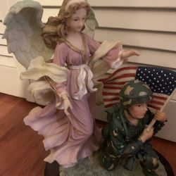 Army Soldier and Angel Porcelain Figure