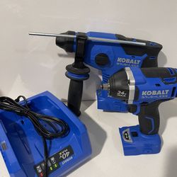 KOBALT Tool Only Lot: 3/8 Impact Wrench 24V, 24V Rotary Hammer, 40V Charger only. 