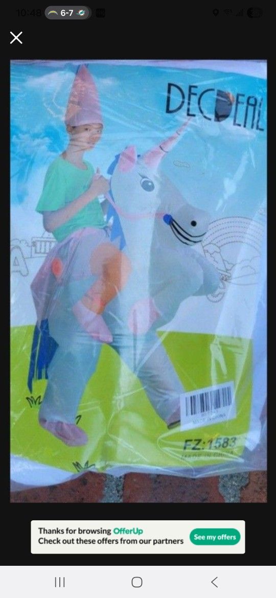 Inflatable Unicorn Rider  Child Costume