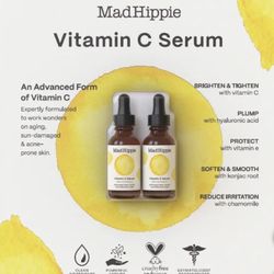 Mad Hippie Vitamin C Serum, Anti-Aging Sun Damage Plump Brighten Tighten 2x 1oz