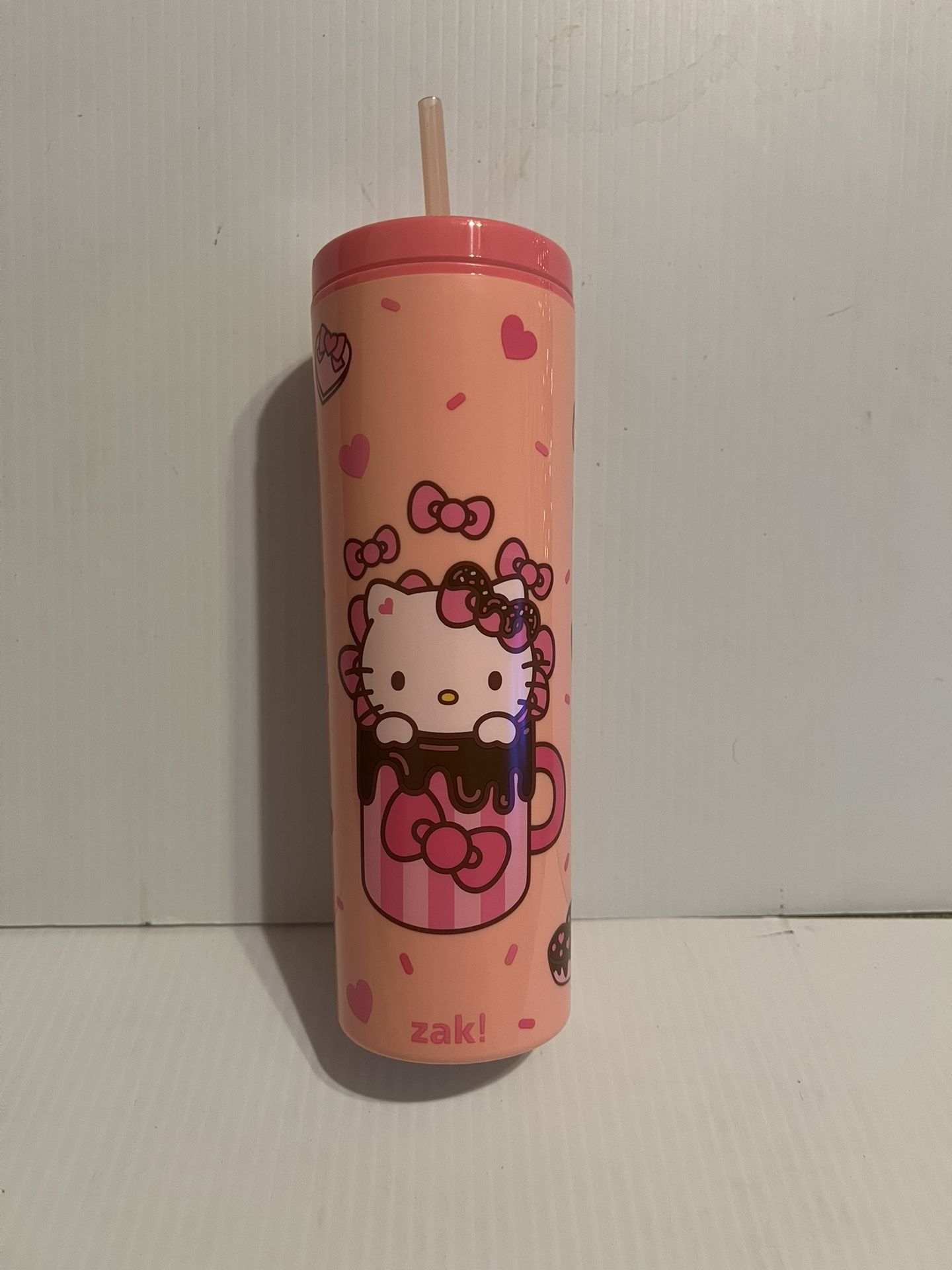 Zak Designs 23oz Hello Kitty Durable Valentine’s Tumbler with Straw