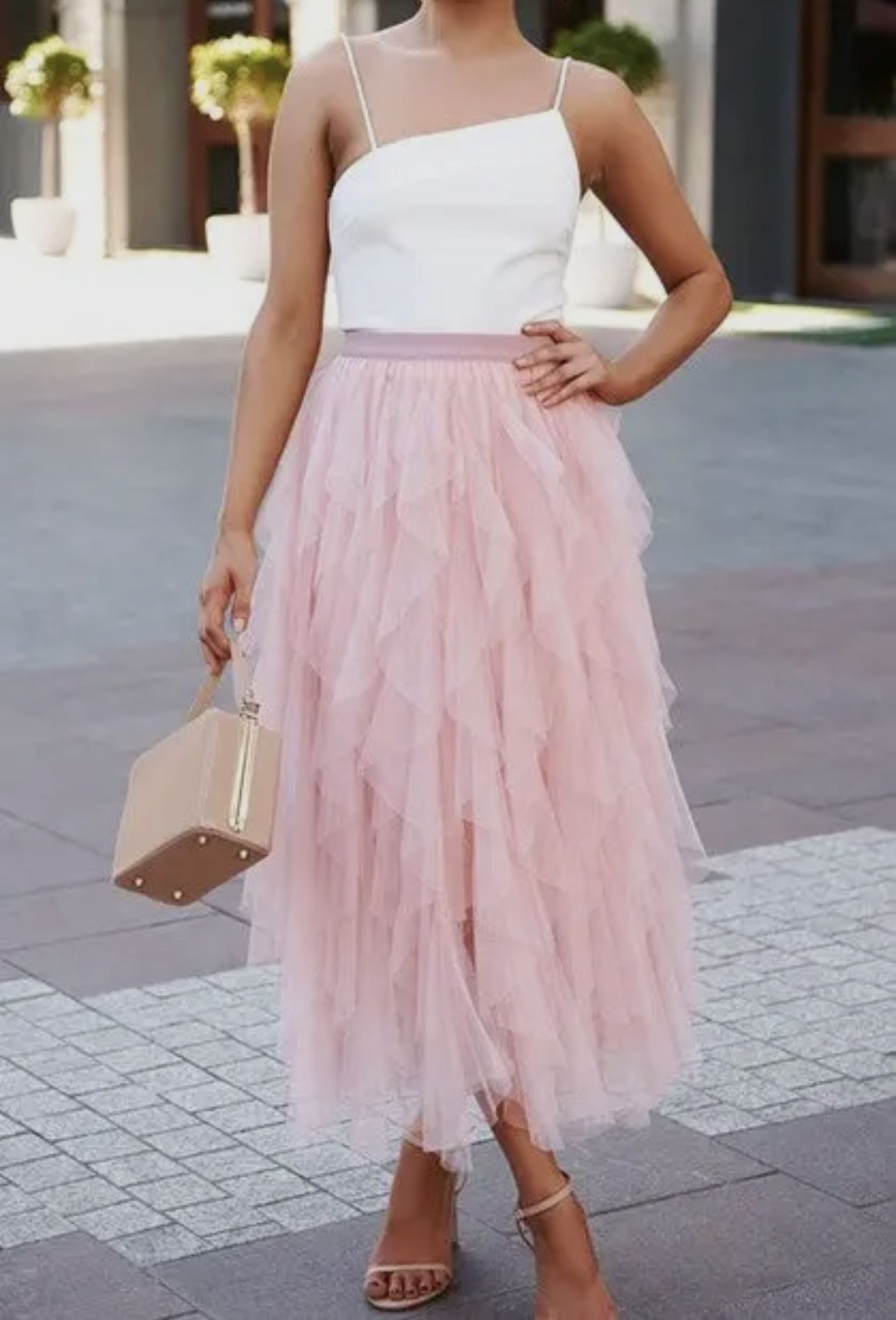 A Line Long Tulle Skirt