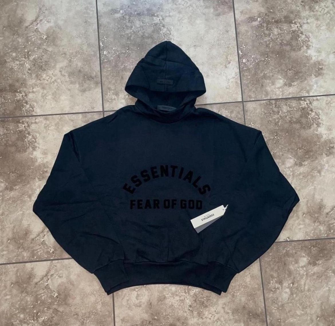 black fear of god arch logo hoodie