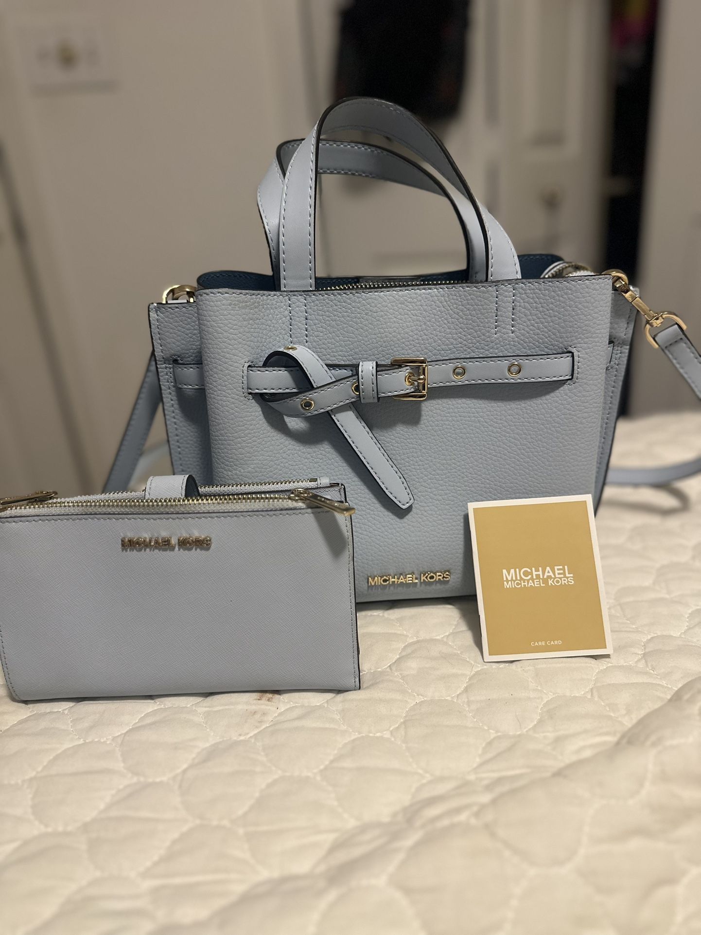 Michael kors Emilia Small Pebbled Leather Crossbody/satchel With Matching Wallet