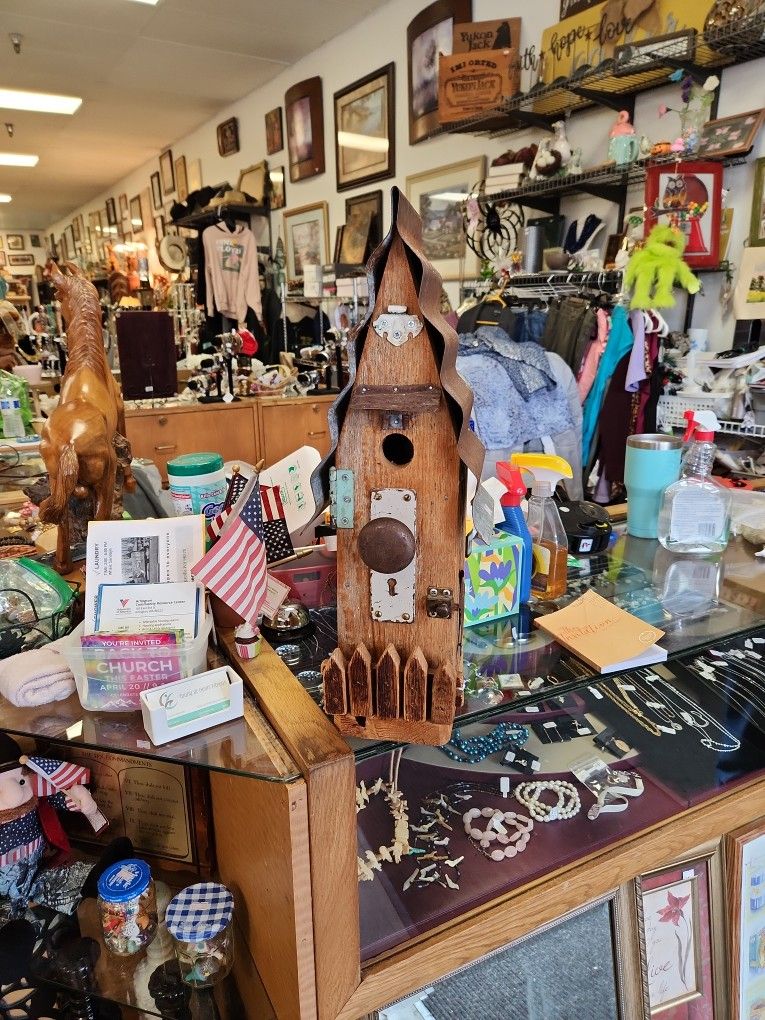 bird house with vintage parts $60