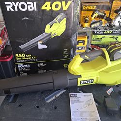 RYOBI40V 120 MPH 550 CFM Cordless Battery Leaf Blower With 4.0 Ah Battery and Charger