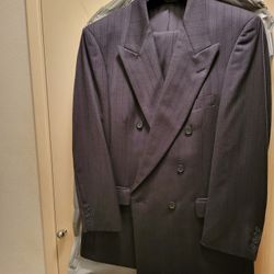 Stafford Charcoal Gray Double Breasted Suit 
