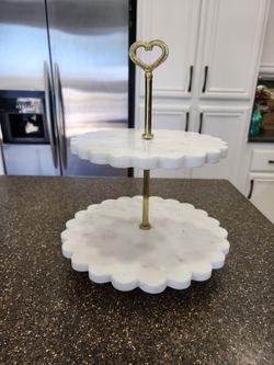 2 Tier marble dessert /display stand