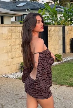 Women Sexy Zebra Stripes Print Open Back Off Shoulder Bodycon Mini Dress