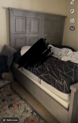Gray Wood kingBed Frame with Headboard