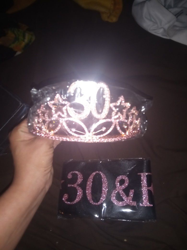 Crown And Birthday Banner  For Someone Turning 30