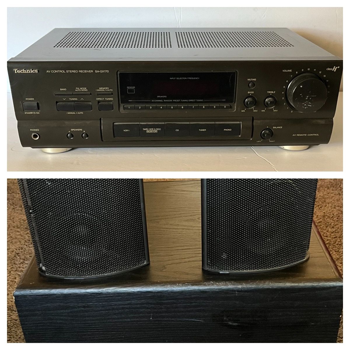 Technics AV Control Stereo Receiver SA-GX170.   and Remote and Optimus 500 Subwoofer with Satellite speakers