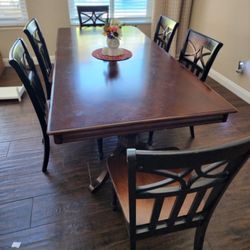 Large Dining Table With 6 Chairs-Extension Board