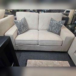 2PC Living room set sofa and loveseat Beige Fabric removable cushions