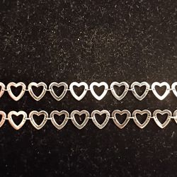BFF Best friends 925 Mexico Sterling Silver Matching Heart Bracelets 