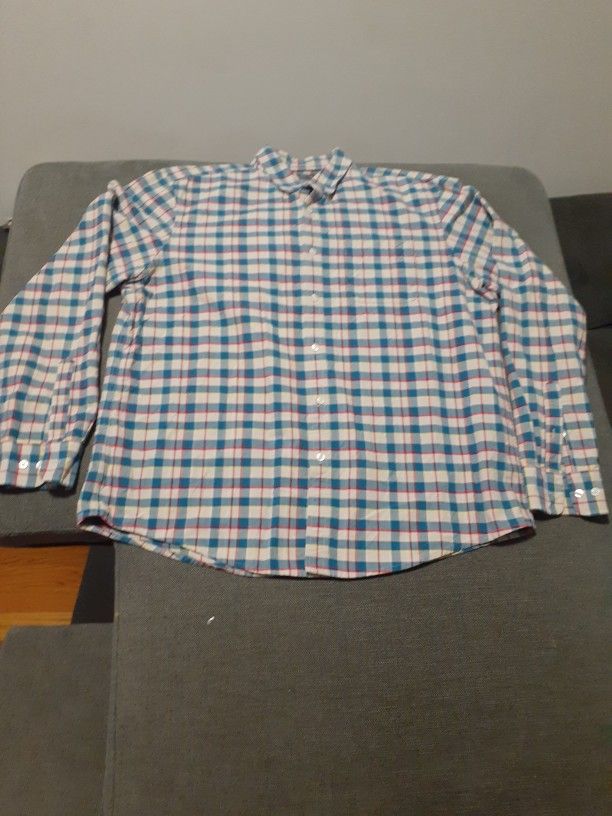 LL Bean Signature Plaid Cotton Flannel Slim Fit Long Sleeve Mens SZ XL