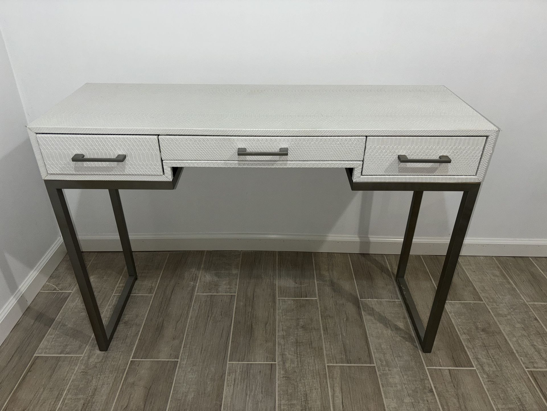 White Leather Scaled Vanity
