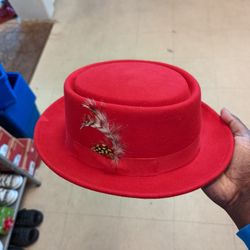 Montique Men's X-Large Red Classic Pork Pie Felt Hat H12