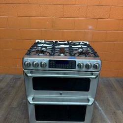 5 burner double oven sliding stove