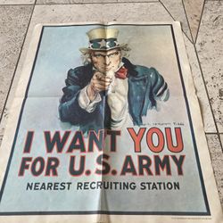 Vintage 1975 Uncle Sam recruitment poster Army recruiting military man cave decor 