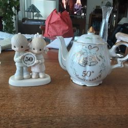 50 Anniversary Precious Moments and Lefton Musical Teapot