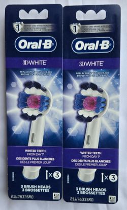 Oral-B 3D White Electric Toothbrush Brush Heads Refill, 2Pks Of 3 Count. 6 Heads