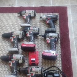 Porter-Cable Drills And Impact Wrenches Six Of Them And Batteries
