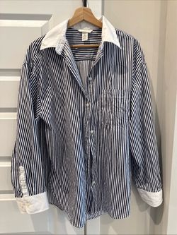 H&M Oversized Striped Button-Down Shirt