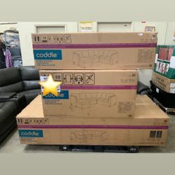 Coddle Luke Fabric Sleeper Sofa with Reversible Chaise and Storage, Gray