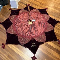 Frontgate 6ft Personalized Christmas Tree Skirt Velvet Silk NWT Holiday Tassels