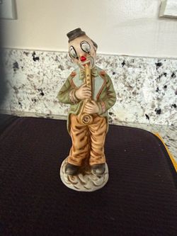 Cute Hobo Clown Playing Saxophone Ceramic Figurine