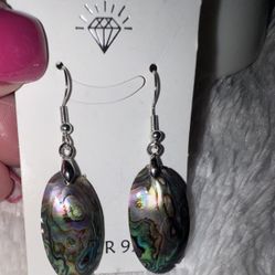 NEW Sterling Silver & Abalone Drop Earrings