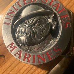 Belt Buckle. Military USMC Round Buckle Bulldog Logo