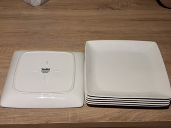 White Porcelain Dinner Plates Set of 6