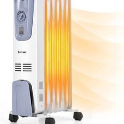 New COSTWAY Oil Filled Radiator Heater, 1500W Portable Space Heater with Adjustable Thermostat