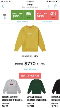 SUPREME MUSTARD BOX LOGO CREWNECK