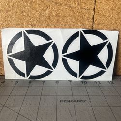 2pc STAR Black Vinyl Decal Sticker Jeep Off-road 