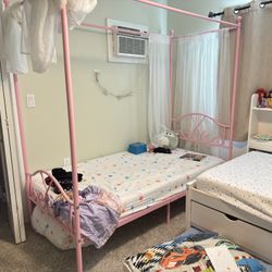 Girl Pink Canopy Bed Frame $45