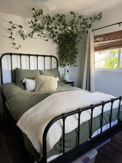 Black Queen Bed Frame + Box Spring