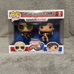 Captain Marvel vs Chun-Li Funko Pops 