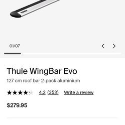 Thule WingBar Evo
127 cm Roof Racks Rooftops Roof Bar