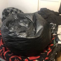 Huge Brand New Black Leather bean bag chair