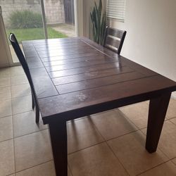 All Wood Table And 2 Free Chairs