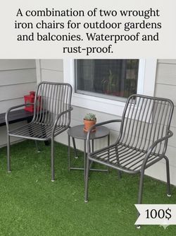 Wrought Iron Chairs Combinations, Outdoor Balcony and Garden Leisure, Waterproof and Rust-Proof Wrought Iron Furniture.