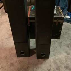 One set Sony Tower speakers one set Kenwood bookshelf, speakers one Bose sound dock two with Bluetooth adapter