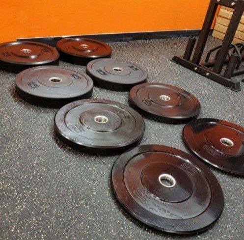 NEW Bumper Plates, Rubber Olympic Weights, Home Gym Weight Set, Folding Squat Rack, Adjustable FID Bench Press, Stall Mats, Rubber Flooring